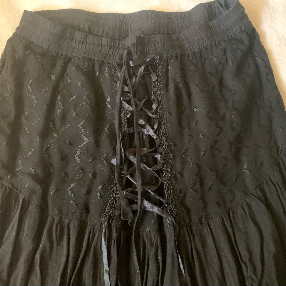 Elegant Black Lace-Up Skirt